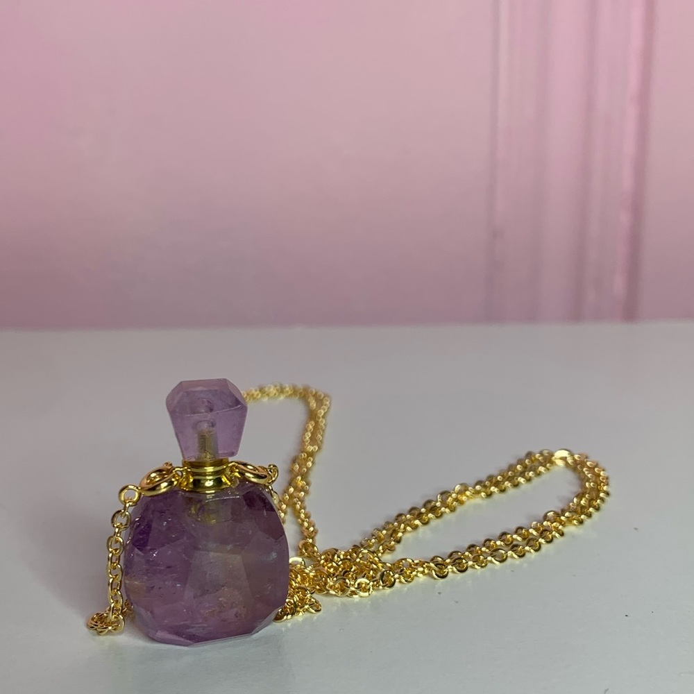Amethyst crystal amulet necklace